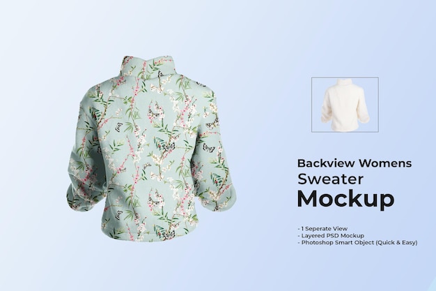 Mockup di maglione a collo alto da donna Backview