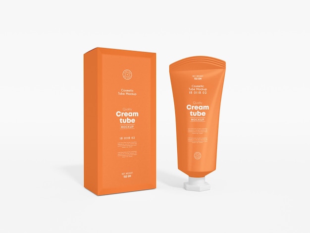 Mockup di marchio del tubo di crema cosmetica in plastica lucida