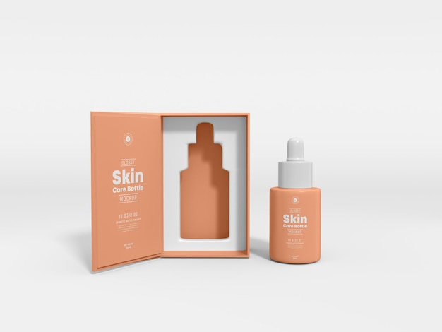 Mockup di marchio della bottiglia di siero cosmetico lucido per la cura della pelle