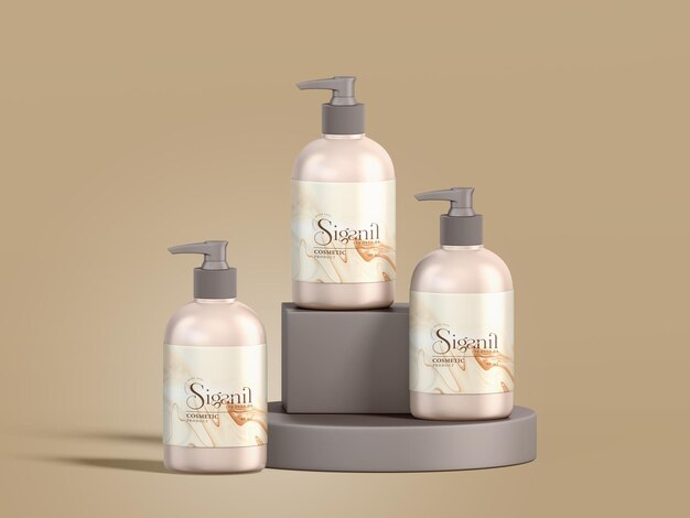 Mockup di marchio di bottiglia cosmetica lucida