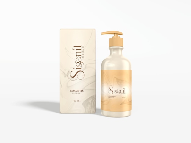 Mockup di marchio di bottiglia cosmetica lucida