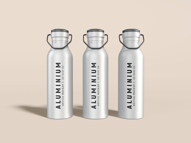 Mockup di marchio di bottiglia d'acqua termica in metallo elegante