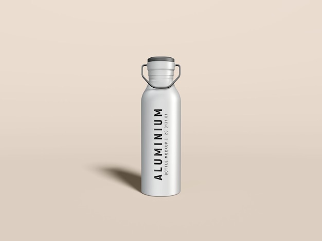 Mockup di marchio di bottiglia d'acqua termica in metallo elegante