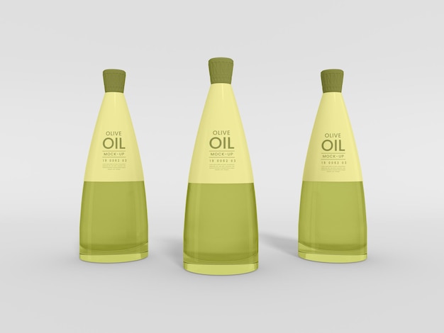 Mockup di marchio di bottiglia di vetro trasparente di olio d'oliva