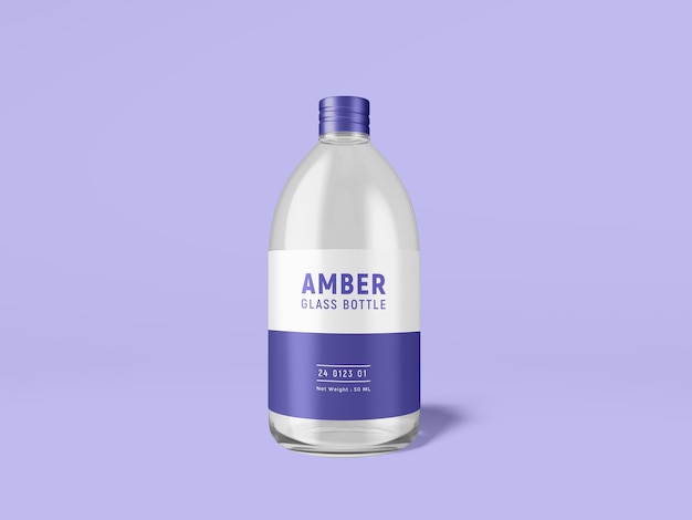 Mockup di marchio di bottiglia di vetro trasparente per bevande