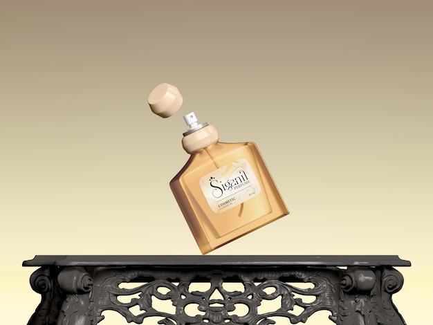 Mockup di marchio di bottiglia spray di profumo di lusso