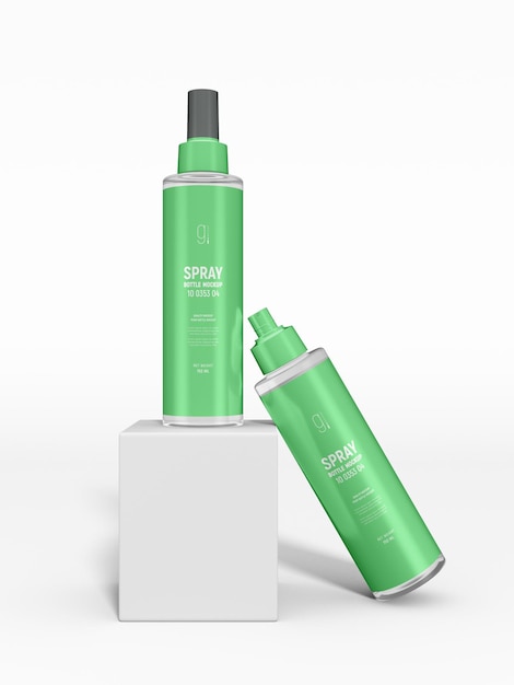 Mockup di marchio di bottiglia spray in vetro trasparente