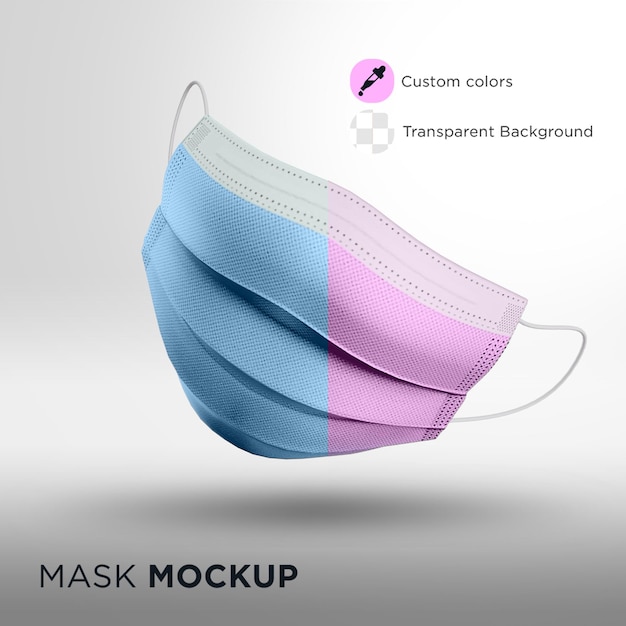 mockup di maschera facciale usa e getta su sfondo bianco