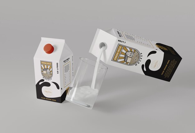 Mockup di mattoncini di latte