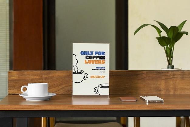 Mockup di menu al tavolo della mensa