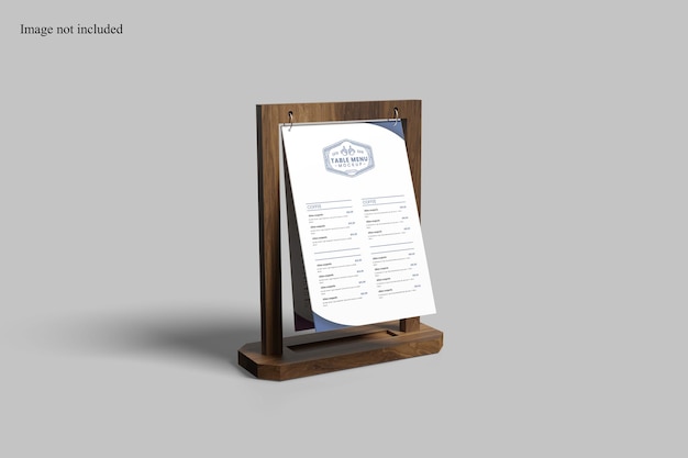 Mockup di menu della tabella prospettica per mostrare ai clienti il design del menu