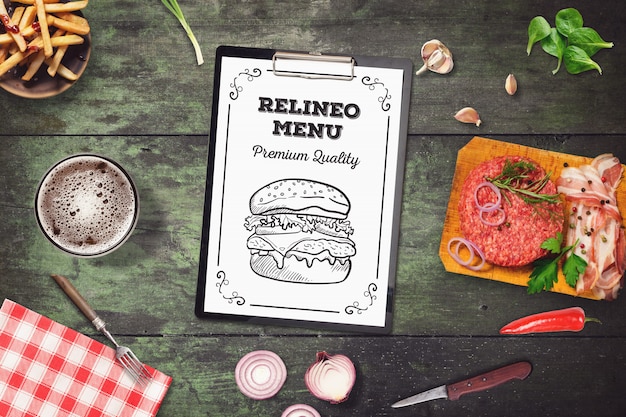 Mockup di menu di hamburger