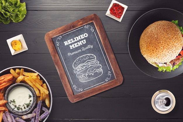 Mockup di menu di hamburger