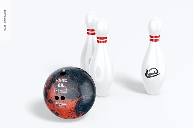 Mockup di palla da bowling, vista da sinistra