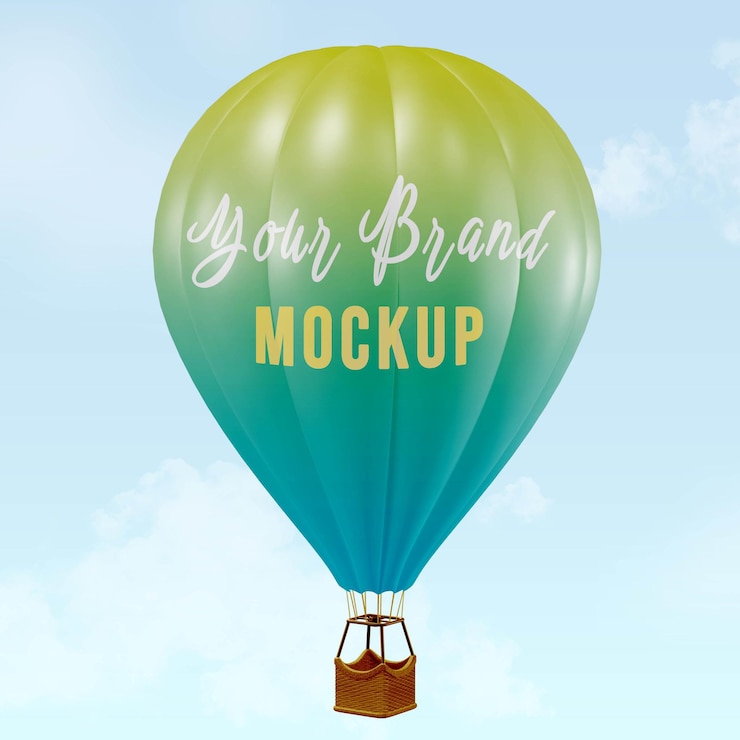 PSD mockup di palloncino ad aria calda