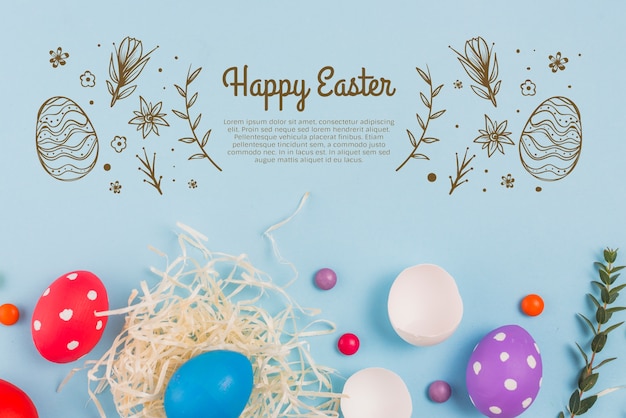 Mockup di parete concetto di Pasqua