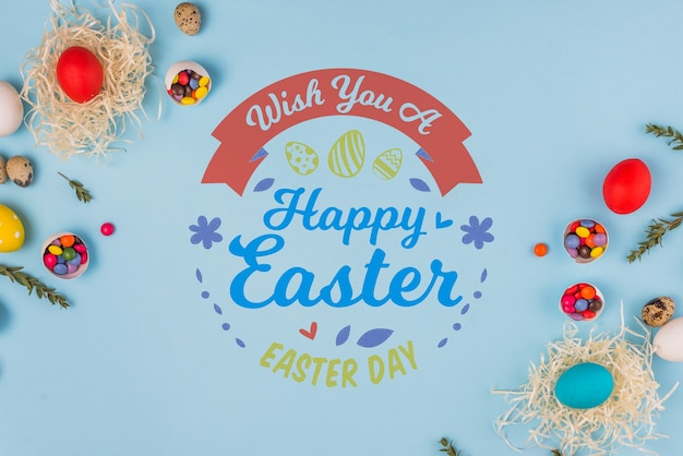 Mockup di parete concetto di Pasqua