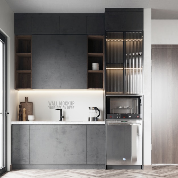 Mockup di parete cucina moderna