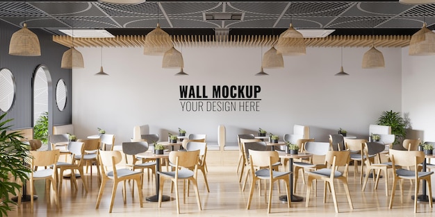 Mockup di parete del caffè interno - Rendering 3d, illustrazione 3d
