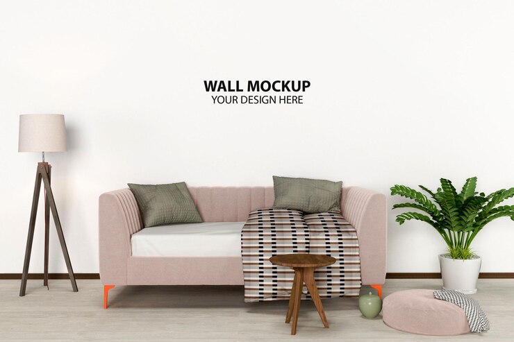 Mockup di parete del soggiorno moderno interno