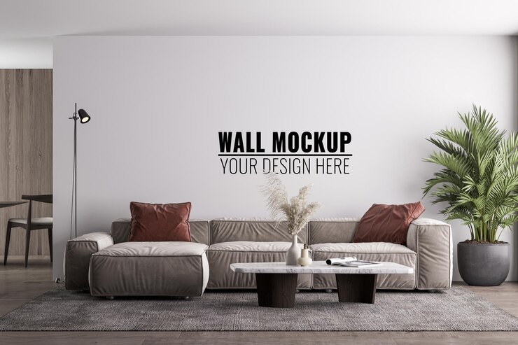 Mockup di parete del soggiorno moderno interno