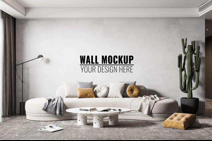 Mockup di parete del soggiorno moderno interno