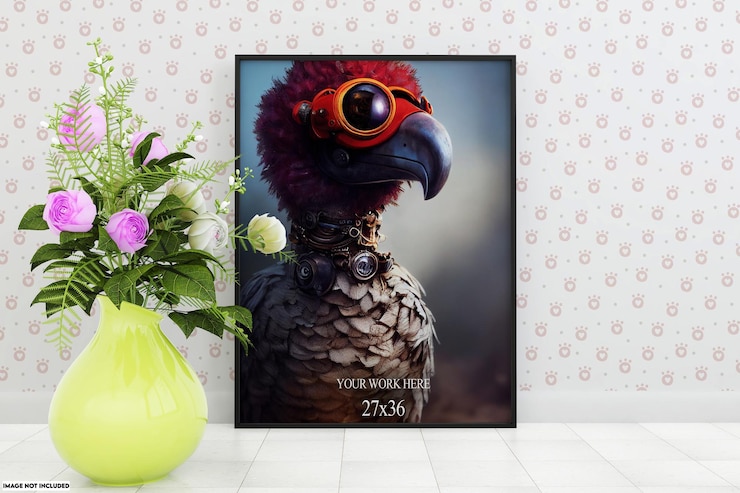 PSD mockup di parete e telaio