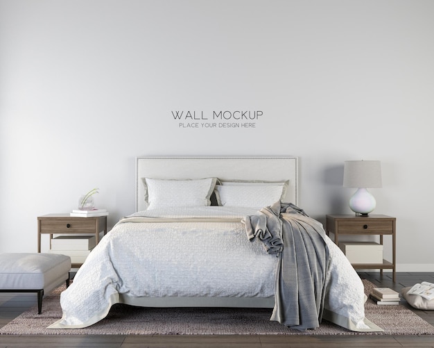 Mockup di parete interna della camera da letto