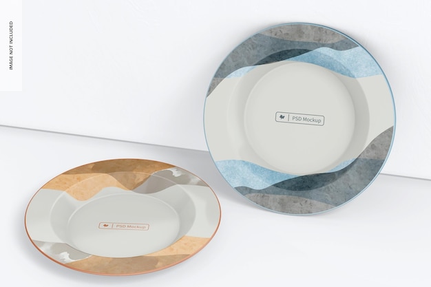 Mockup di piastra smaltata, appoggiata