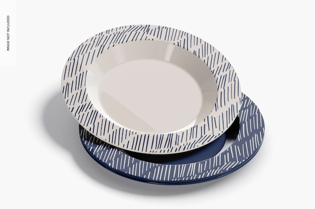 Mockup di piatti di porcellana, impilati