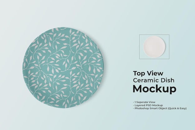 Mockup di piatto in ceramica vista dall'alto