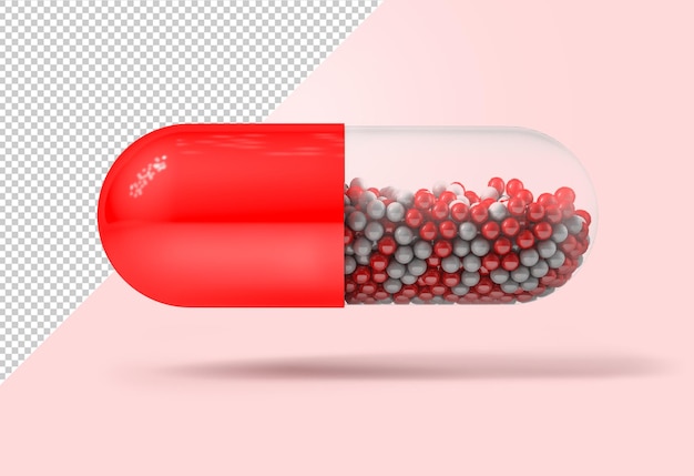 Mockup di pillola di medicina capsula rossa