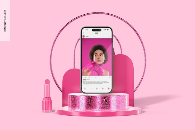 Mockup di Pink Party iPhone 14 Pro, vista anteriore