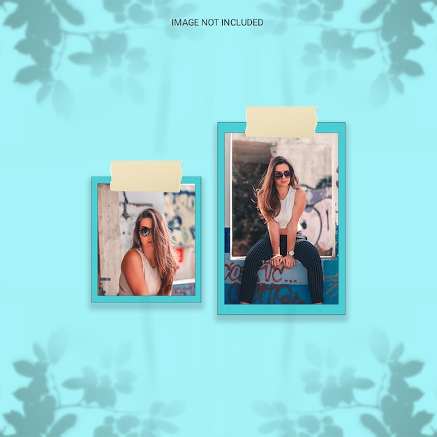 Mockup di polaroid con cornice per foto con sovrapposizione di ombre moderne e minimalista Psd premium
