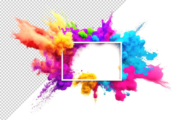 Mockup di polvere di colore Holi con cornice