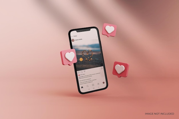 Mockup di post di Instagram su smartphone