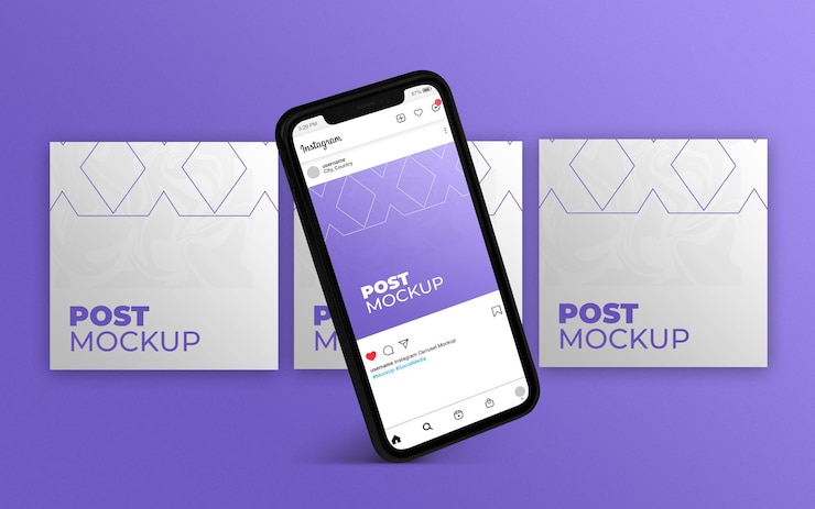 PSD mockup di post su instagram per tre post