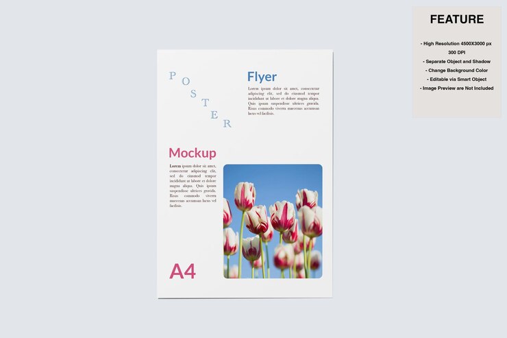 PSD mockup di poster a4 flyer