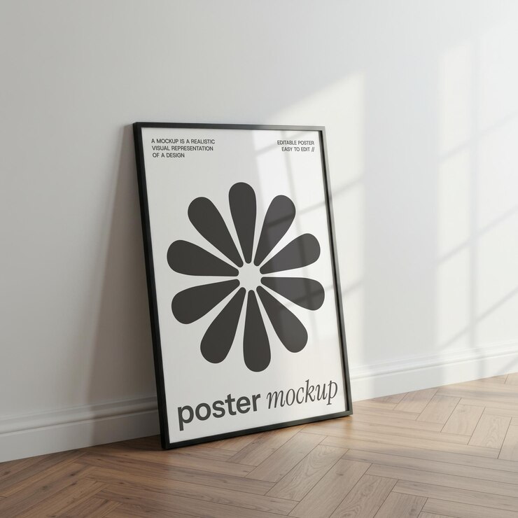 Mockup di poster con cornice nera