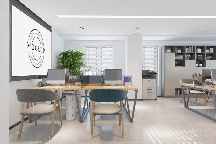 PSD mockup di poster cornice con design degli interni della camera