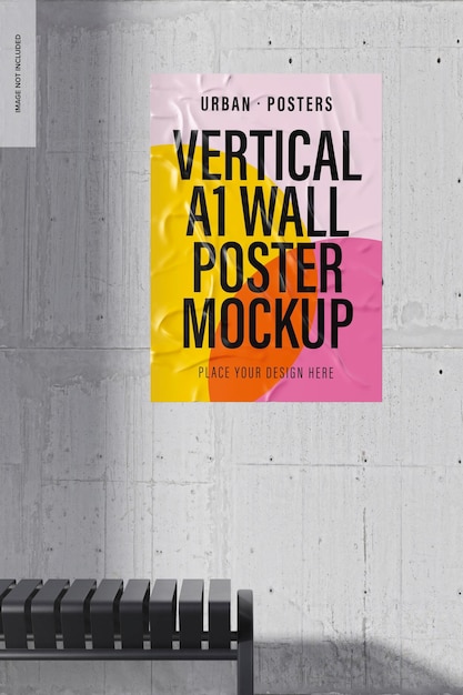 Mockup di poster da parete verticale A1, vista frontale