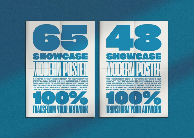 Mockup di poster di carta piegata A4 realistico