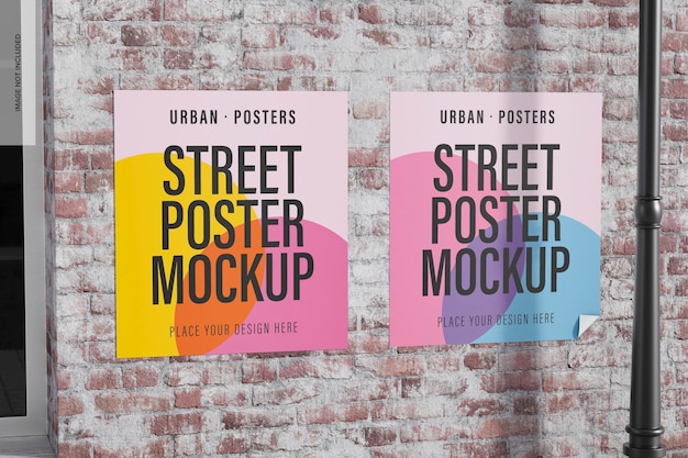 Mockup di poster di Wall Street, vista a destra