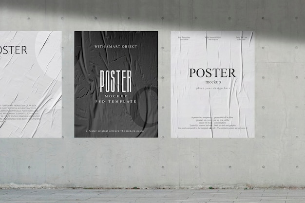 Mockup di poster incollato sul muro