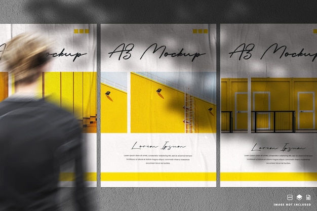 Mockup di poster industriale accattivante con sovrapposizione di ombre