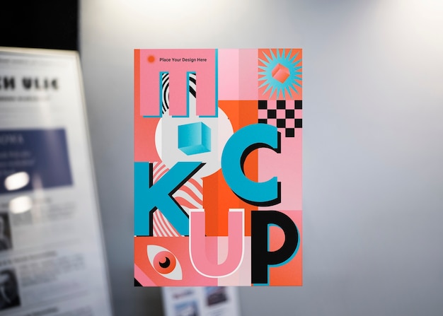 Mockup di poster nella vetrina del negozio