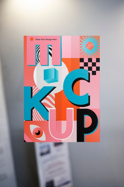 Mockup di poster nella vetrina del negozio