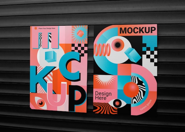 Mockup di poster nella vetrina del negozio