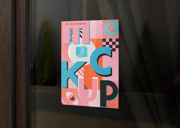 Mockup di poster nella vetrina del negozio