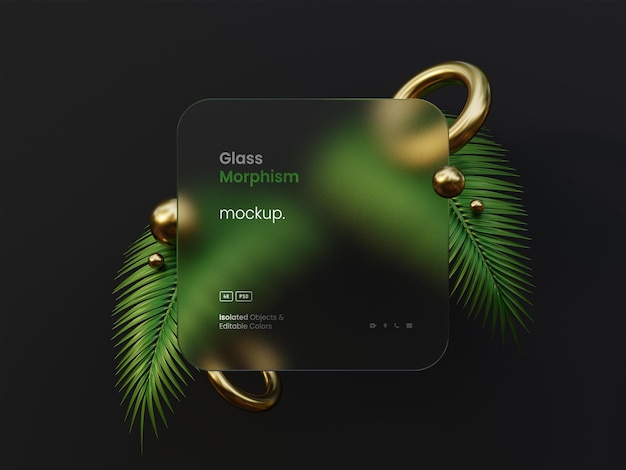 Mockup di presentazione dell'interfaccia con angoli arrotondati con morfismo del vetro